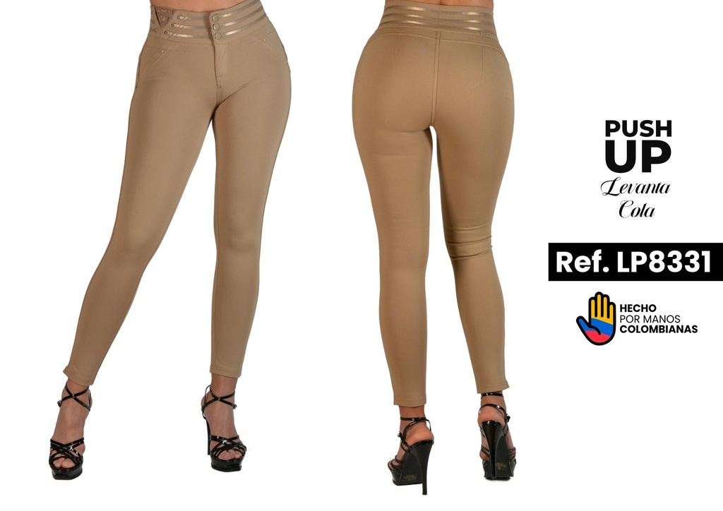 Hermoso Jeggings Tres Botones, Cintura Decorada de Moda Marca: Americano / Color: Camel /Ref: LP8331