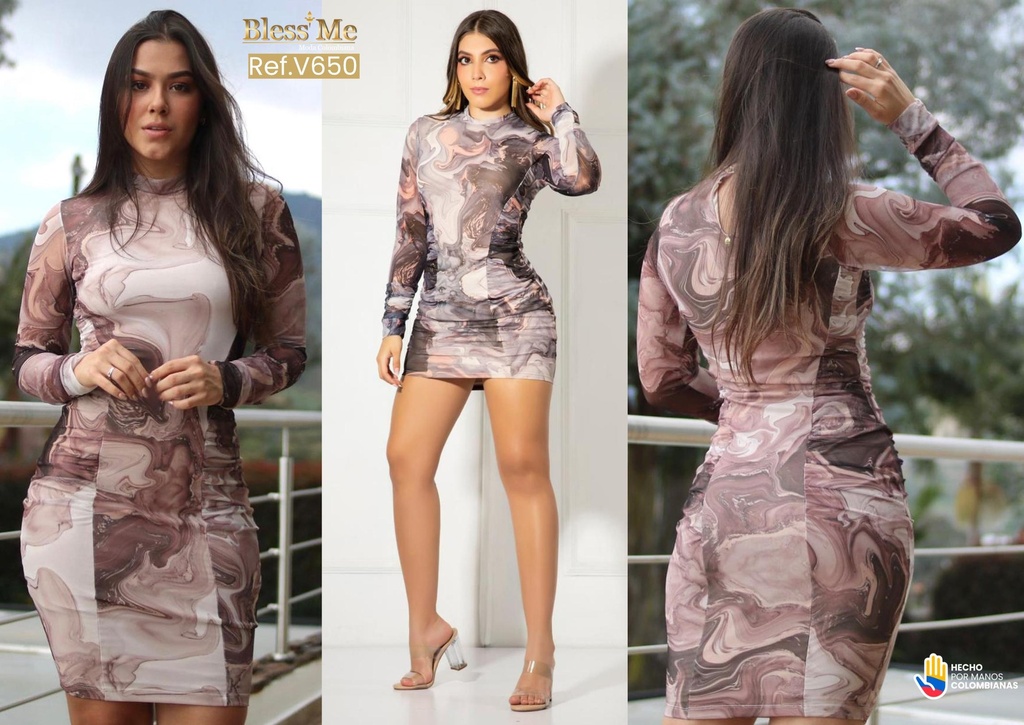 Vestido de Fiesta corto color Camel / Marca: BLESS ME