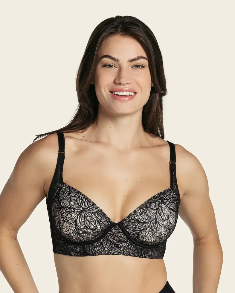 Sujetador de push up suave y cubrimiento alto en sisa y espalda Cover Bra en encaje / Leonisa 011996