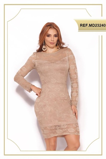 [Ref. 003 -MD23240] Vestido de fiesta Marca: Americano / Talla: S / Color: Dorado