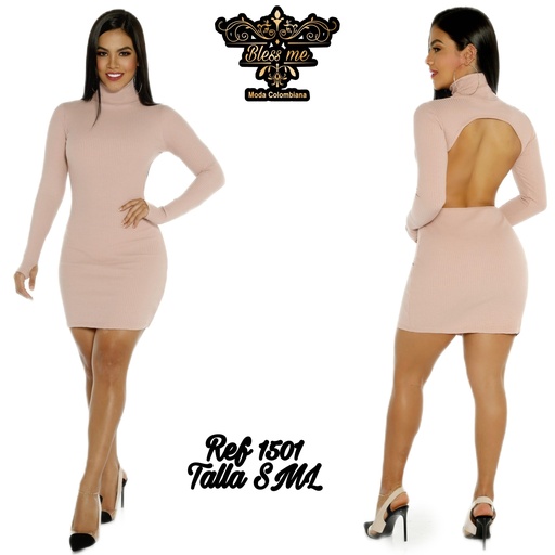 [058 -BM1501] VESTIDO DE FIESTA TEMPORADA color rosado / Marca: BLESS ME