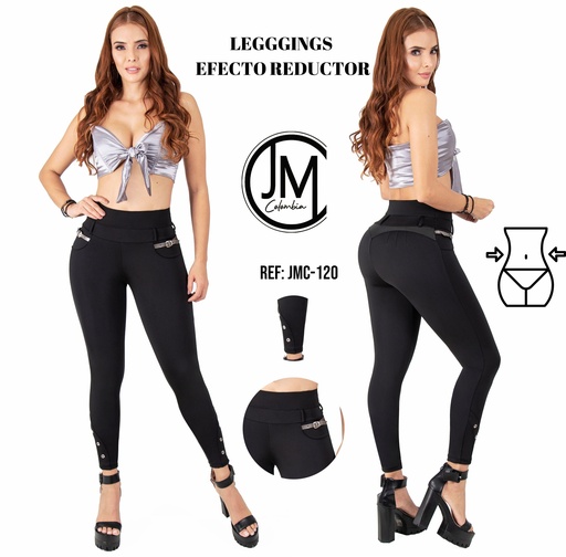 [037 -JMC120] Leggings desde Colombia con Control Abdominal Marca: JMC Jeans / Color: Negro / Ref: JMC120
