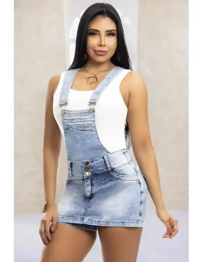 [FT7197] Overol Falda Short en Vaquero / Pitbull
