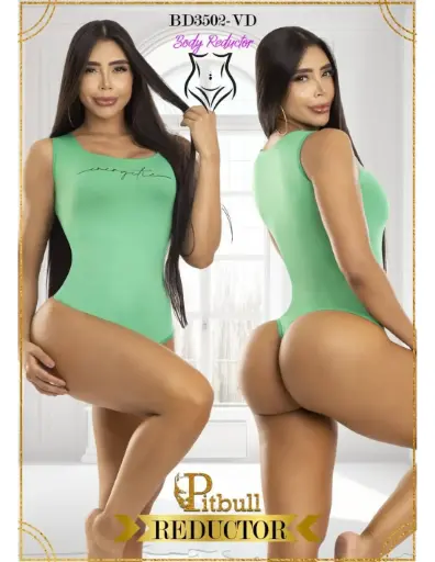 [BD3502] Body Colombiano Pitbull   Corte Tanga con Espalda Larga y Frase