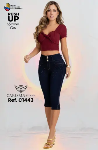 [C1443] Jean Capri Colombiano Azul Push Up / Marca: CARISMA