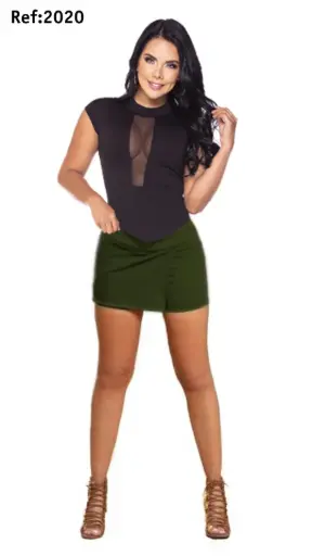 [2020] Hermosa Falda-Short Colombiana Levantacola Verde / Marca: Kelly Cruz