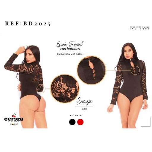 [004 -BD2025] Body Colombiano Latex moda Boutique
Categoria: Body Boutique con látex interno  Marca: Cereza  Talla: L
 Color: Negro